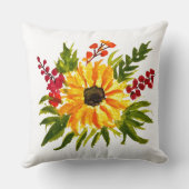 水彩ひまわりキュート モダン かわいい クッション (裏面)