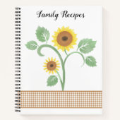 水彩ひまわりギンガムファミリーレシピ ノートブック (正面)