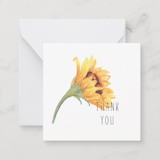 水彩ひまわりサンキューカード名 ノートカード (正面)