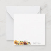 水彩ひまわりサンキューカード名 ノートカード (裏面)