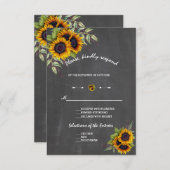 水彩ひまわりシャルボードウェディングRSVP 出欠カード (正面/裏面)