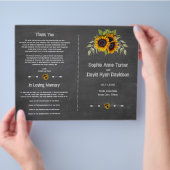 水彩ひまわりシャルボード結婚式 プログラム チラシ (手)