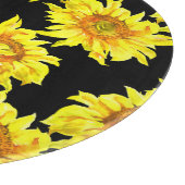 水彩ひまわりシームレスブラックパターン カッティングボード (角)