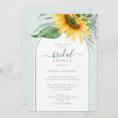 水彩ひまわりスクリプトカップルブライダルシャワー 招待状 (正面/裏面)