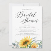 水彩ひまわりスクリプト結婚のブライダルシャワー 招待状 (正面)