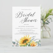 水彩ひまわりスクリプト結婚のブライダルシャワー 招待状 (スタンド正面)