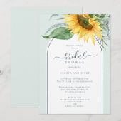 水彩ひまわりスクリプト カップル ブライダルシャワー 招待状 (正面/裏面)
