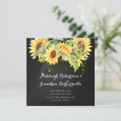 水彩ひまわりチョークボードポスト結婚ズ 招待状 (スタンド正面)