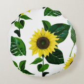 水彩ひまわりデザイン ラウンドクッション (裏面)