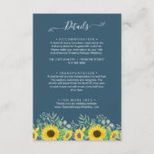 水彩ひまわりネイビー結婚ブルー詳細 エンクロージャーカード (正面)