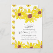 水彩ひまわりバプテスマ絵を描手 招待状 (正面/裏面)
