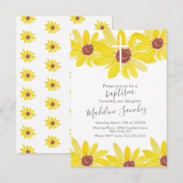 水彩ひまわりバプテスマ絵を描手 招待状