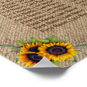 水彩ひまわりバーラップ結婚のシーティングチャート ポスター (角)