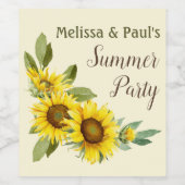 水彩ひまわりパーソナライズされた花 ワインラベル (シングルラベル)