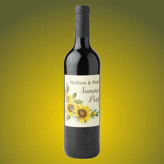 水彩ひまわりパーソナライズされた花 ワインラベル