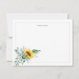 水彩ひまわりパーソナライズされた サンキューカード