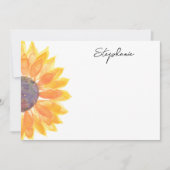 水彩ひまわりパーソナライズされた ノートカード (正面)