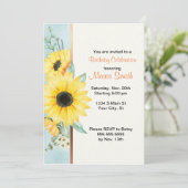 水彩ひまわりパーティー招待状 - 編集可能 招待状 (スタンド正面)