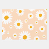 水彩ひまわりピンク桃イエローパターン ラッピングペーパーシート (正面2)