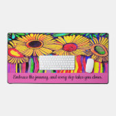 水彩ひまわりファンキーデザイン デスクマット (キーボード&マウス)