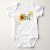 水彩ひまわりファーストバースデー ワン ベビーボディスーツ (正面)