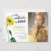 水彩ひまわりフォトファースト誕生日 招待状 (正面)