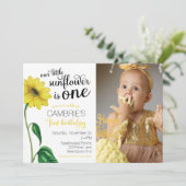 水彩ひまわりフォトファースト誕生日 招待状 (スタンド正面)