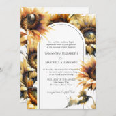 水彩ひまわりフォーマル結婚式招待状 招待状 (正面/裏面)