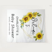 水彩ひまわりフレーム赤ちゃんシャワー背景 タペストリー (正面(横))