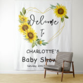 水彩ひまわりフレーム赤ちゃんシャワー背景 タペストリー (インサイチュ)