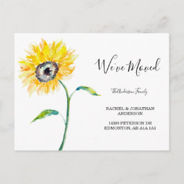 水彩ひまわりフローラシンプル引っ越しました ポストカード