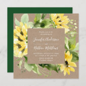水彩ひまわりフローラフレーム結婚スクエア 招待状 (正面/裏面)