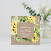 水彩ひまわりフローラフレーム結婚スクエア 招待状 (スタンド正面)
