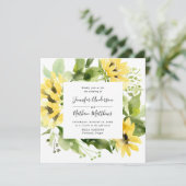 水彩ひまわりフローラフレーム結婚スクエア 招待状 (スタンド正面)