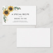 水彩ひまわりフローラブライダルシャワーレシピ エンクロージャーカード (正面/裏面)