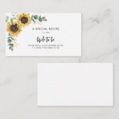 水彩ひまわりフローラブライダルシャワーレシピ エンクロージャーカード (正面/裏面)