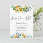 水彩ひまわりフローラベビーシャワーBBQ 招待状 (スタンド正面)