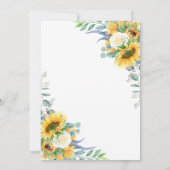 水彩ひまわりフローラベビーシャワーBBQ 招待状 (裏面)