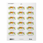 水彩ひまわりフローラ差出人住所 ラベル (フルシート)