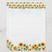 水彩ひまわりフローラ文房具ライニング紙 (正面/裏面)