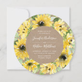 水彩ひまわりフローラ素朴リース結婚ズ 招待状 (正面)