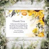 水彩ひまわりフローラ結婚の写真 サンキューカード