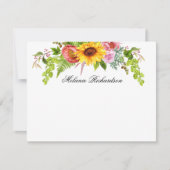 水彩ひまわりフローラ緑パーソナライズされた ノートカード (正面)