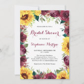 水彩ひまわりフローラ縁どブライダルシャワー 招待状 (正面)