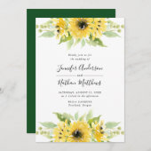 水彩ひまわりフローラ花束 | ウェディング 招待状 (正面/裏面)