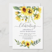 水彩ひまわりフローラ誕生日パーティー 招待状 (正面)