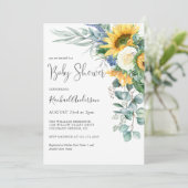 水彩ひまわりフローラ赤ちゃんシャワー 招待状 (スタンド正面)