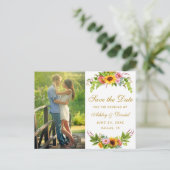 水彩ひまわりフローラ金ゴールド保存日 インビテーションポストカード (スタンド正面)