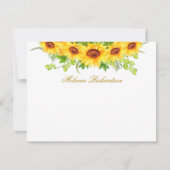 水彩ひまわりフローラ金ゴールド ノートカード (正面)