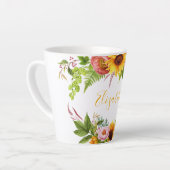 水彩ひまわりフローラ黄色名 カフェラテマグ (左アングル)